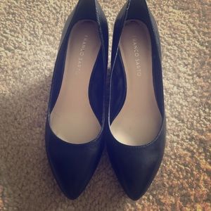 Black wedge pump leather shoes